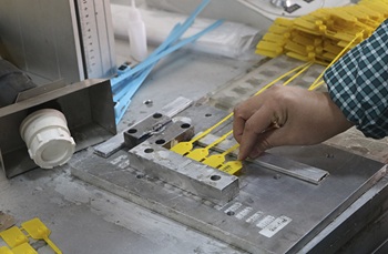 Industrial worker operating machinery